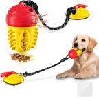 Interactive Dog Toys Tug of War,Dog Puzzle Toy Squeaky for Medium Large Breed Mental Stimulation,Indestructible Food Dispensing Dog Toy to Keep Busy,Red Yellow
