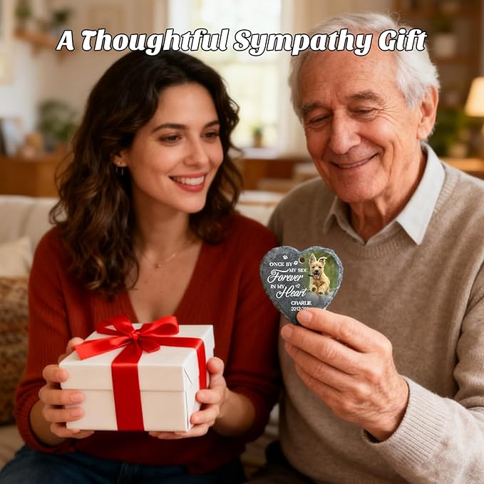 Engraved Pet Memorial Garden Stone with Stake, Custom Dog/Cat Loss Gift, Honor Your Beloved Pet, Personalized Outdoor Remembrance Gifts