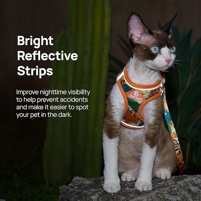 Cat Harness and Leash Set, Step-in Escape Proof Adjustable Vest Harness for Small Medium Large Cats, Lightweight Soft Breathable Reflective Kitten Harness, Easy to Wear for Walking Travel, Camping, XS