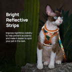 Cat Harness and Leash Set, Step-in Escape Proof Adjustable Vest Harness for Small Medium Large Cats, Lightweight Soft Breathable Reflective Kitten Harness, Easy to Wear for Walking Travel, Camping, XS