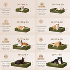 EHEYCIGA Orthopedic Dog Beds for Large Dogs, Waterproof Memory Foam Large Dog Bed with Sides, Non-Slip Bottom and Egg-Crate Foam Pet Couch Bed with Washable Removable Cover, Olive Green