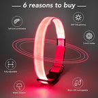 Light Up Dog Collar at Night, Led Dog Collar Adjustable, Lighted Dog Collar Rechargeable Waterproof, Dog Lights for Night Walking, Glow in The Dark Dog Collars Light for Medium Large Dogs PM