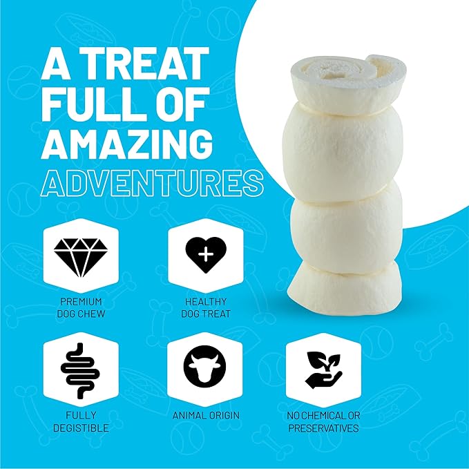 Sitka Farms Beef Cheek ROLL Natural 5-6 Inch (10 Count) Extra Thick Dog Chew Bones No Rawhide Sourced from Free Range Grass Fed/Healthy Teeth and Gums for Small Medium and Large Dogs