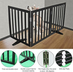 ZJSF Freestanding Indoor Dog Gate for House Foldable Wood Puppy Gate for Doorways Pet Gate for Stairs Extra Wide Pet Fence, Black, 24" Height 2 Panels