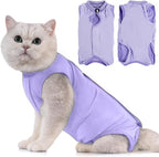 Avont Cat Recovery Suit - Kitten Onesie for Cats After Surgery, Cone of Shame Alternative Surgical Spay Suit for Female Cat, Post-Surgery or Skin Diseases Protection -Purple(M)