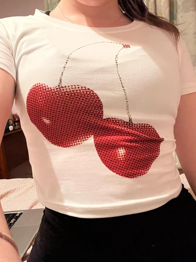 Baby Tees Y2k Shirt 2000s Fashion Cute Shirts 90s Outfit Woman Graphic Tees Y2k Vintage Clothes