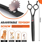 JASON 7.5" Dog Grooming Scissor - Professional Thinning Shear with 37 Teeth Japanese Stainless Steel Blender Scissors for Dogs, Cats and Other Pets (Thinning, Black)