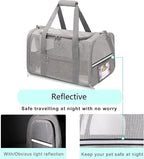 Pet Carrier Soft Side Cat Carrier Collapsible Travel Puppy Carrier Bag TSA Airline Approved Kitten Carrier Bag for 15 lbs Small Pets (Gray)