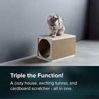 Cat Scratcher Tunnel, Cardboard cat House, Scratching Post for Indoor Cats, 360 Degree Comfort, Durable Design, Odor-Free, Easy Assembly, Perfect for Playful Kittens and Adult Cats, White