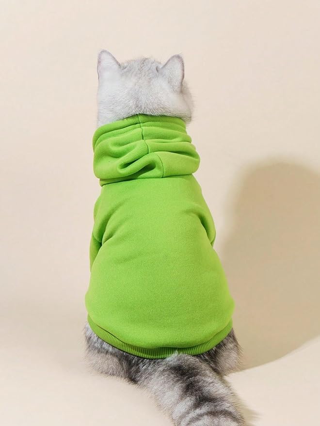 QWINEE Basic Dog Hoodie Sweatshirt Puppy Sweater Warm Cat Costumes Pet Clothes for Chihuahua Puppy Kitten Small Medium Dogs Green Small