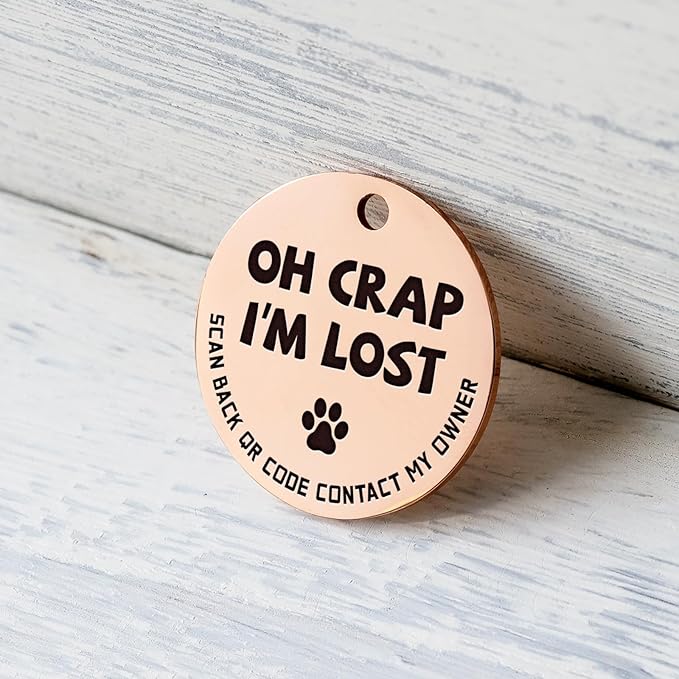 MYLUCKYTAG Stainless Steel QR Code Dog Tags - Scan QR for Instant Pet Location Alerts