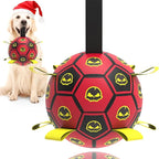 Dog Toys Soccer Ball with Straps, World Cup Interactive Dogs Toys for Tug of War, Yard Game, Water Toy, Herding Ball for Dogs, Durable Dog Balls with Skull Pattern for Puppy（6 Inch）