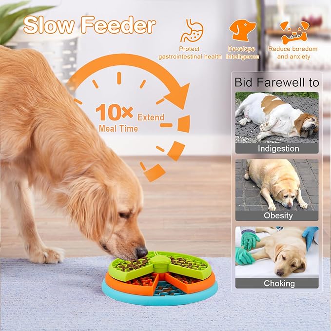 Slow Feeder Dog Bowl 3 Layers, Reduces Boredom and Anxiety, Food Puzzle Feeder, Non-Slip Interactive Puzzle Game for Small/Medium/Larger Dogs (2pcs)