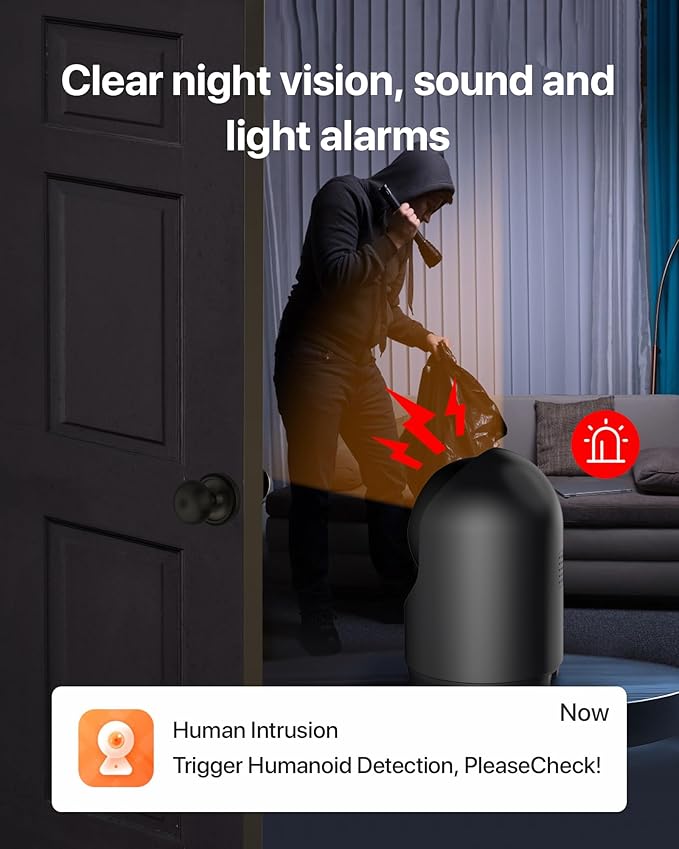 Tenda 2K Indoor Security Camera, WiFi6 Pet Camera for Home Security, 360°, 2-Way Audio, Motion Detection for Baby and Pet Monitor, Night Vision, Cloud & SD Card Storage, One-Touch Call (CP3 Black)