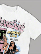 Verdusa Women's Lips Print Graphic Tees Y2k T Shirts Summer Crew Neck Vintage Going Out Tops