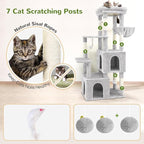 Globlazer Cat Tower for Indoor Cats, Heavy Duty Cat Trees for Large Cats Adult Big Cats Maine Coon Cat Tree Tower with Scratching Post, Extra Large Top Perch, Cat Condos, F61, Cloud Grey, 61inch