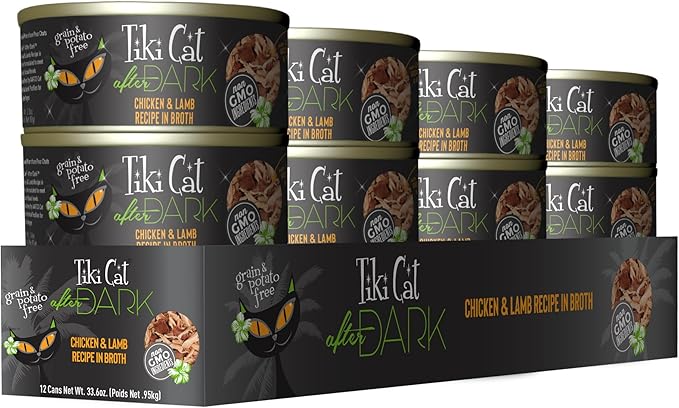 Tiki Cat After Dark, Chicken & Lamb, High-Protein and 100% Non-GMO Ingredients, Wet Cat Food for Adult Cats, 2.8 oz. Can (12 Count)