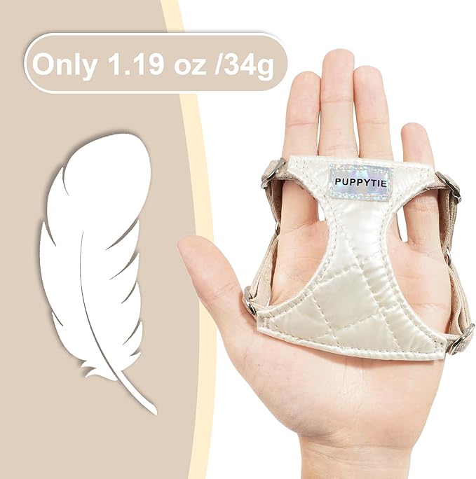 Puppytie No Pull Dog Harness with Multifunction Dog Leash,Soft Adjustable No Choke Escape Proof Pet Harness Vest for Medium Dogs,Glossy Pearl White,M