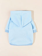 QWINEE Basic Dog Hoodie Sweatshirt Puppy Sweater Warm Cat Costumes Pet Clothes for Chihuahua Puppy Kitten Small Medium Dogs Light Blue X-Small