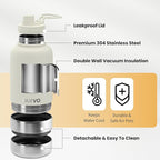 32oz Dog Water Bottle with Bowls - Leakproof Insulated Stainless Steel, Portable Travel Bottle for Hiking, Camping, Outdoor Use (Pearl White, 32oz)