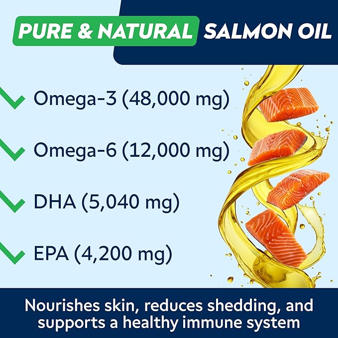 StrellaLab Omega 3 for Dogs - (360Ct) Fish Oil Treats - Allergy & Itch Relief Skin&Coat Supplement - Dry Itchy Skin, Shedding, Hot Spots Treatment, Anti Itch - Pet Salmon Oil Chews - Atlantic Salmon