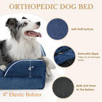 Comfort Expression Large Dog Beds Waterproof Orthopedic Foam Dog Sofa Beds Comfy Pet Bed with Washable Removable Cover & Non-Slip Bottom(Large,Navy Blue)