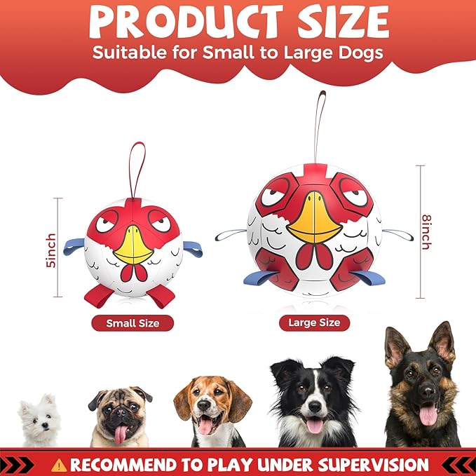 QDAN Soccer Ball Dog Toy - Extra Small Dog Balls, Beach & Pool, Chicken & Puppy Gifts, Herding (5 Inch)