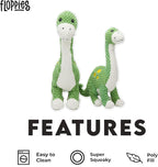 fabdog Floppies Plush Dog Toy - Cute & Durable Squeaky Dog Toys - Best Squeak Toy for Puppies and All Breeds | Ideal Pet Gift| Large Brontosaurus
