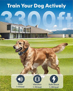 2 in 1 Bark Collar & Dog Shock Collar with Remote Control for Large & Medium Dog 10–150 lbs– 3300FT, IP67 Waterproof E-Collar for Dogs Training with 5 Sensitivity Levels & Security Lock