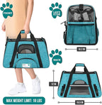 PetAmi Airline Approved Pet Carrier for Cat, Soft Sided Dog Carrier for Small Dog, Cat Travel Supplies Accessories Indoor Cat, Ventilated Pet Carrying Bag Medium Large Kitten Puppy, Large Heather Blue