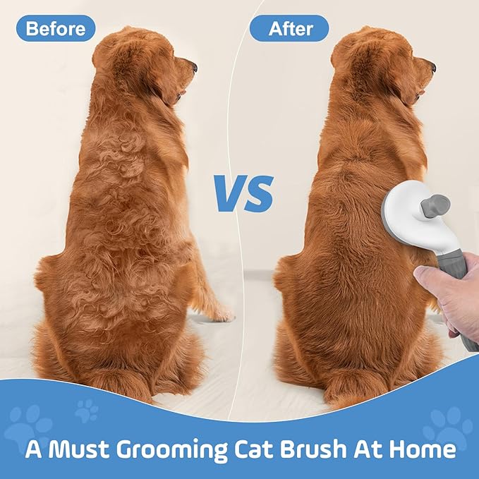 Cat Brush for Shedding,Self Cleaning Dog Brush for Shedding,Skin Friendly Cat Brushes for Indoor Cats Grooming Massage,Dog Slicker Brush for Cats Loose Fur Long&Short Hair Removal Grey