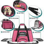 PetAmi Airline Approved Pet Carrier for Cat, Soft Sided Dog Carrier for Small Dog, Cat Travel Supplies Accessories Indoor Cat, Ventilated Pet Carrying Bag Medium Large Kitten Puppy, Large Heather Pink