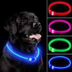 LED Dog Collar, Rechargeable Light Up Dog Collars,IP67 Waterproof Dog Lights for Night Walking，Adjustable, Reusable Safety Necklace for Small Medium Large Dogs(Blue)