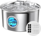 Cat Water Fountain Stainless Steel: Water Dispenser for Cats Indoor - Pet Dispenser Supplies Accessories - 16 Pack Cat Water Fountain Replacement Filters - 8 Multi-Functional Filters and 8 Sponges