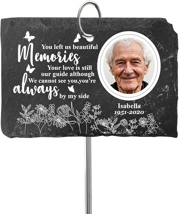 Engraved Pet Memorial Garden Stone with Stake, Custom Dog/Cat Loss Gift, Honor Your Beloved Pet, Personalized Outdoor Remembrance Gifts