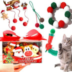 17Pcs Christmas Cat Toys Interactive Cat Toys Christmas Countdown Christmas Kitten Gift Indoor Interactive Cat Gift Set Toy with Hairball Launcher, Balls