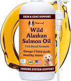 Natural Dog Company Wild Alaskan Salmon Oil Formula with Omega 3, Fish Oil for Dogs Supplement, Skin & Coat Dog Oil, Itchy Relief, Immune Support for Joints & Heart, Food Topper, 16 oz.