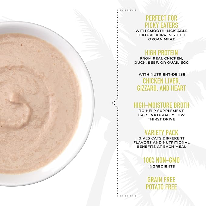 Tiki Cat After Dark, Velvet Mousse, Variety Pack, Grain & Potato Free Formula, with High Protein & Nutrient Dense Blended Irresistible Organ Meat, 2.8 oz. Pouch (Pack of 12)