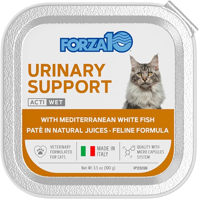 Forza10 - Cat Food, Urinary Tract Wet Cat Food, Non GMO, Vet-Approved UTI Support with Salmon Flavor, Made in Italy (3.5 oz, 32 Pack)