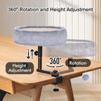 Cat Desk Bed - 360°Rotating & Adjustable, Supports Up to 44 lbs, Soft Faux Fur Fabric, Desk Cat Nest Bed Modern Indoor Cat Furniture for Office Desks and Game Tables, Island Table