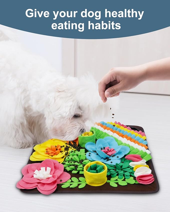 Snuffle Mat for Dogs, Pet Treats Feeding Mat, 20 x 20 inch for Medium & Large, Felt Wool Dog Feeding Mats for Slow Feed, Relieve Anxiety, with Anti-Slip Botton, Brown
