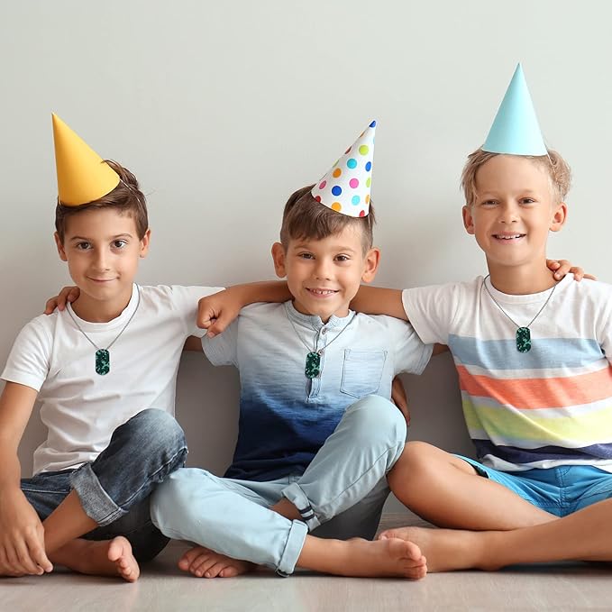 Saintrygo 48 Pcs Camouflage Dog Tags Military Acrylic Army Dog Tags Party Favors Camo Party Favors Include 24 Camo Necklaces with 24 Beaded Chains for Kids Men Women(Green)