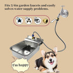 Small Automatic Dog Water Dispenser, 9L Stainless Steel Dog Water Bowl for Outdoor, for Puppies, Kittens, Lambs,Chickens, Livestock,Anti Tip, Fits GHT 3/4'' Faucet