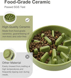 Ceramic Maze Dog Slow Feeder with Non-Slip Silicone Rim – Heavy-Duty Stoneware Bowl with Puzzle Pattern for Bloating & Obesity Prevention (Green-S)