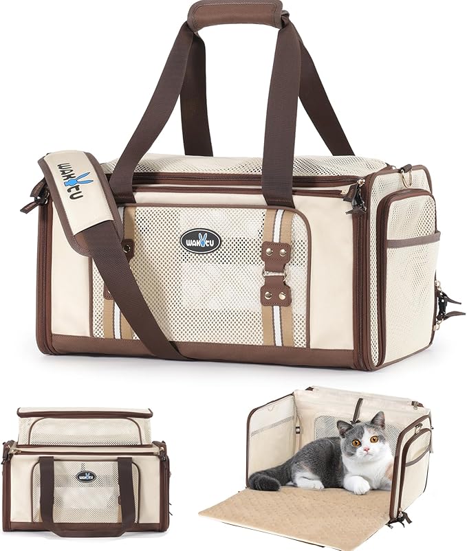 Airline Approved Pet Carrier for Cats, Expandable Dog Carrier Soft-Sided Carrier for Small Cats and Dogs with Extra Large Foldable mat