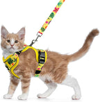 Halypet Cat Harness and Leash Set for Walking, Escape Proof Adjustable Vest Harness with 3-in-1 Integrated Buckles, Easy Control Soft Breathable Mesh with Reflective Strips for Cats, S, Bright Yellow