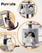 66in Multi-Level Large Cat Tree Tower for Indoor Cat/Kitties, Mordern Cat Tower with Sisal Scratching Posts, Condos and Hammock, Perches, Ramp for Climbing Heavy Duty