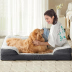 Orthopedic Dog Bed for Large Dogs, Egg Crate Foam Bed for Large Dogs, Equipped with Removable Waterproof Pillow Cover and Anti-Slip Bottom, Pet Bed