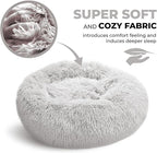 Whiskers & Friends Cat Bed Dog, Cat Beds for Indoor Cats Washable, Orthopedic Soft Fluffy Round Calming Pet Bed for Small to Large Kitty Kittens & Dogs, Small Dog Beds & Furniture