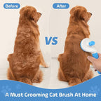 Self Cleaning Cat Brush,Slicker Dog Brush for Shedding,Skin Friendly Cat Brushes for Indoor Cats Massage Grooming,Dog Deshedding Brush for Long&Short Haired Dogs Loose Fur Hair Removal Blue